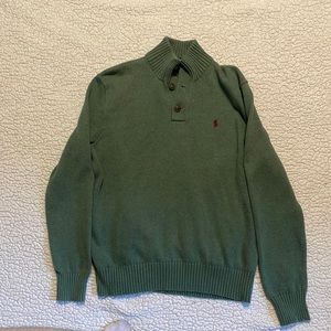 Ralph Lauren Green quarter button up sweater (Large)